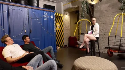 Sex office, part 6. Four big dicks for employee of the month