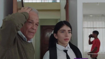 Young schoolgirl and stepfather discover her cousin masturbating with her thong and gets anal pounding